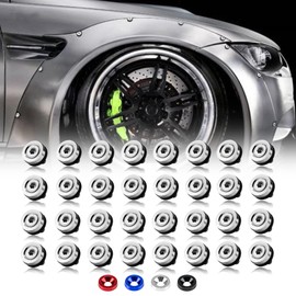 Rolling Gears 32-Pieces M6 Anodized Aluminum Gasket Washer Kit for Widebody Hardware, Fender Flares, Bumper Bolt, Engine Bay Dress Up Installation (Silver)