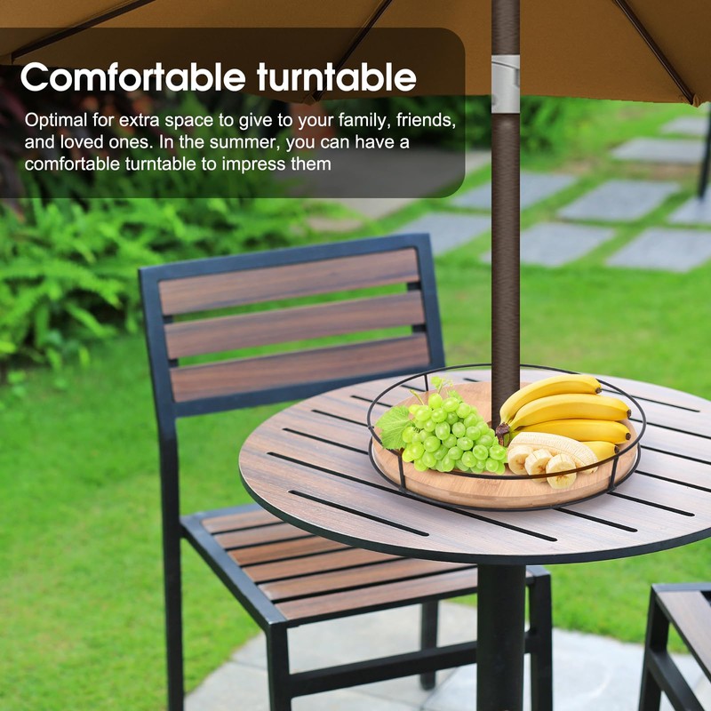 12" Lazy Susan with Umbrella Hole for Outdoor Patio Table