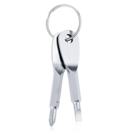 Amaxiu Mini Screwdriver Keychain, 2 Pieces Portable Phillips Flathead Screwdriver Tool Multifunctional Repair Screwdriver Key Chain for Men Outdoor Driver (Silver)