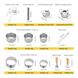 SereneJoy 13-Piece Multi-Use Dumpling Maker Kit | Stainless Steel Gyoza & Ravioli Press with 6 Cutters | Baozi, Empanada, Wonton Mold | Dishwasher-Safe & Rust-Proof