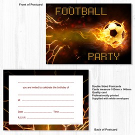 Olivia Samuel 20 x Football Birthday Party Invitations from Kids Birthday Invites - A6 Postcard Size with envelopes