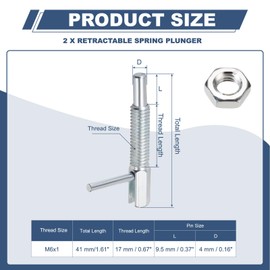 PATIKIL Retractable Indexing Plunger Pin, 2 Pcs M6x1 Carbon Steel Spring Safety Pin Spring Loaded Latch Telescopic Locking Pin with L-Handle for Industrial Equipment