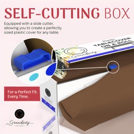 Grandipity Plastic Tablecloth Roll - 54" x 100' Brown Disposable Table Cloths for Parties with Cutter Box - Cut to Size for Rectangle & Round