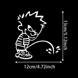 2 Pack Peeing Boy Humor Vinyl Decal - 4.7"x5.1" Funny Fuel Cap Sticker for Cars, Toilets, Bumper- Increase Fun Auto Parts| #AZ37 (White)