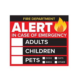 4 Pack - 3" Emergency Alert People and Pet Finder Sticker/Decal - Adults, Children and Pets - Fire Department and Rescue Safety Alert Decal for Window and Door Application