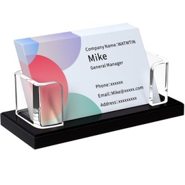 WATMTIN 1 Pcs Acrylic Business Card Holder, Clear Black Acrylic Card Holder, Business Cards Display Stand for Women and Men Desk Accessories Office Home Exhibition , 1 Slot (1)