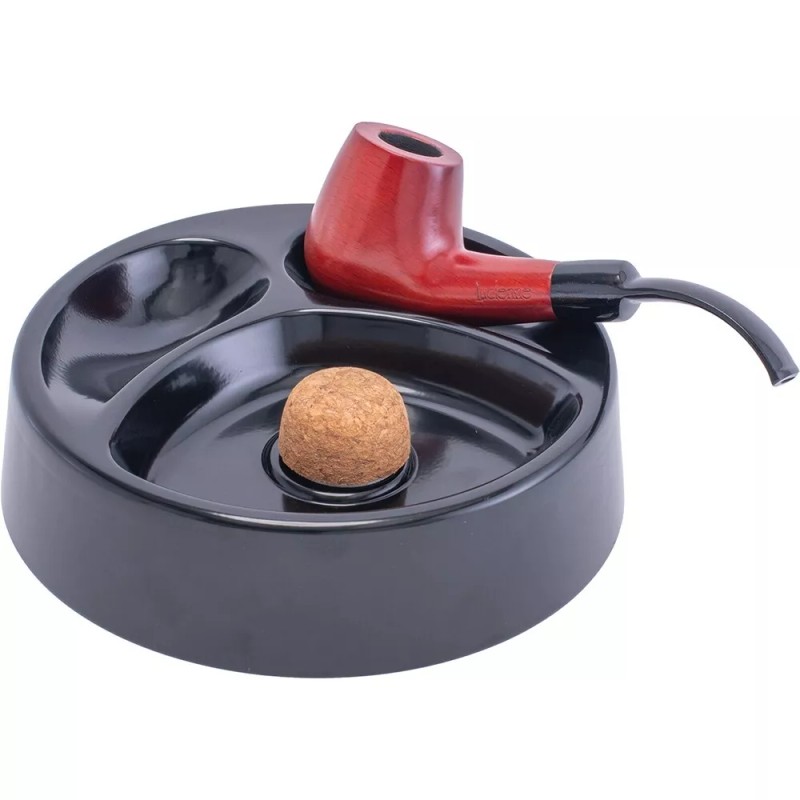 Lucienne 6.75 Lucienne Black Metal Round 2 Pipe Hold Ashtray