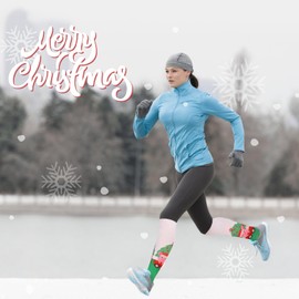 Athbavid 6 Pairs Christmas Compression Socks for Women & Men - Cute and Fun Knee High 15-20 mmHg With Christmas Patterns