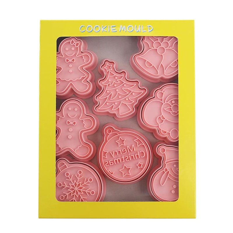 8-Piece Christmas Cookie Cutters, Christmas Cookie Cutters Set, 3D Plastic