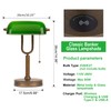 JCPYIUL Green Glass Bankers Lamp, Retro Desk Lamp with USB