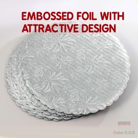 Cake S.O.S 6 inch Silver Round Scalloped Edge Coated Cakeboard,Waxed Greaseproof, Disposable Cake Circle Base Boards Cardboard, Pack of 12