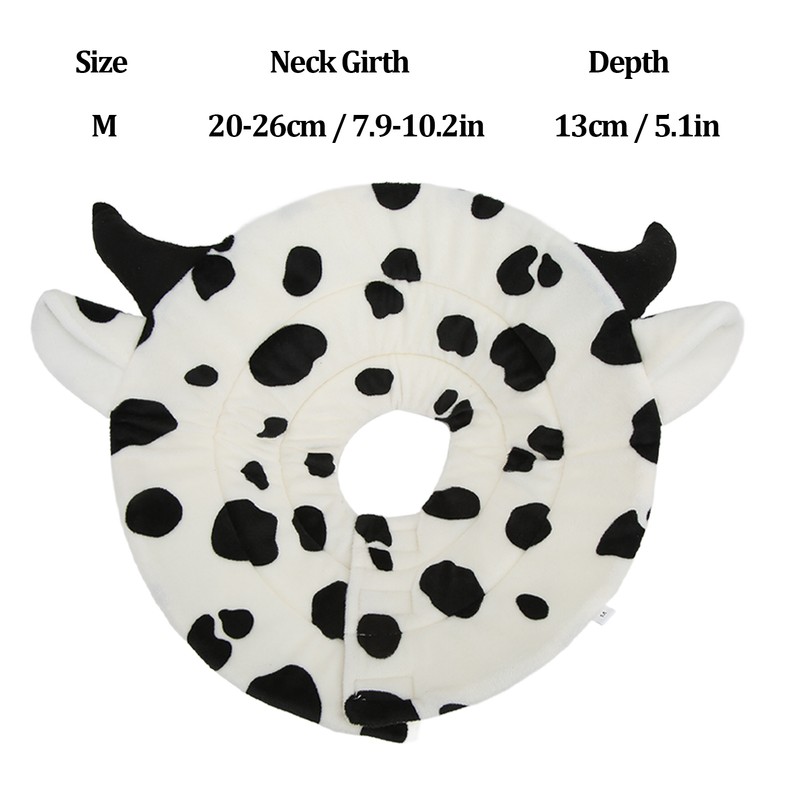 Cat Elizabeth Cone Cartoon Adjustable Cow Pattern After Surgery Recovery