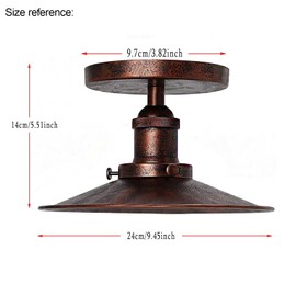 HTRUIYATY Pack of 2 Vintage Umbrella Ceiling Light Industrial Retro Ceiling Lamp E27 Iron Art Copperhead Lampshade Kitchen Loft Bar Dining Room Lighting Rust Colour 22 cm
