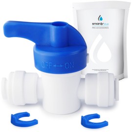 smardy Shut-off Valve for 1/4 Inch (6.35 mm) Water Hose, Reverse Osmosis Quick Fitting, Water Filter Quick Connection Adapter