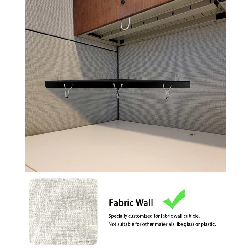 FEYRUN Metal Cubicle Corner Shelf with 3 Hooks for Office