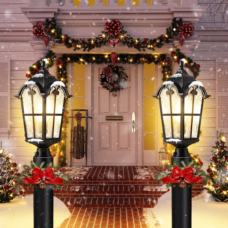 Slypadan Dusk to Dawn Outdoor Post Lights,Black Waterproof Lamp Post