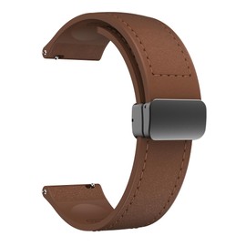 Sodhad Leather Silicone Watch Band 22mm 20mm Quick Release Leather and Soft Silicone Hybrid Magnetic Watch Bands Replacement Strap for Men Women - Dark Brown