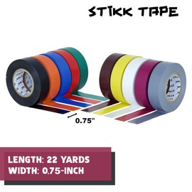 Stikk Electrical Tape - 3/4'' x 22 Yards - Multi Color Electric Tape for Contractors - Wire Tape - Electrical Wiring, Cable Insulation, Circuit Wiring - Heavy-Duty Waterproof Electrical Tape - 10 Pk