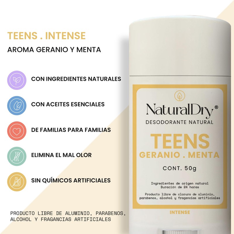 NaturalDry Desodorante Corporal en barra Teen Intense Geranio - 3