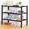 Smiry Shoe Rack, 3 Tier Thick Bamboo Shoe Organizer, Stackable