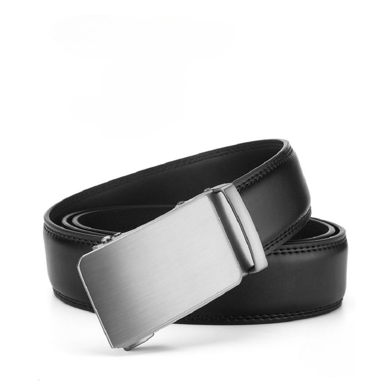 Acewin Men's Leather Belt, Automatic Work Belt, Adjustable, Width 35