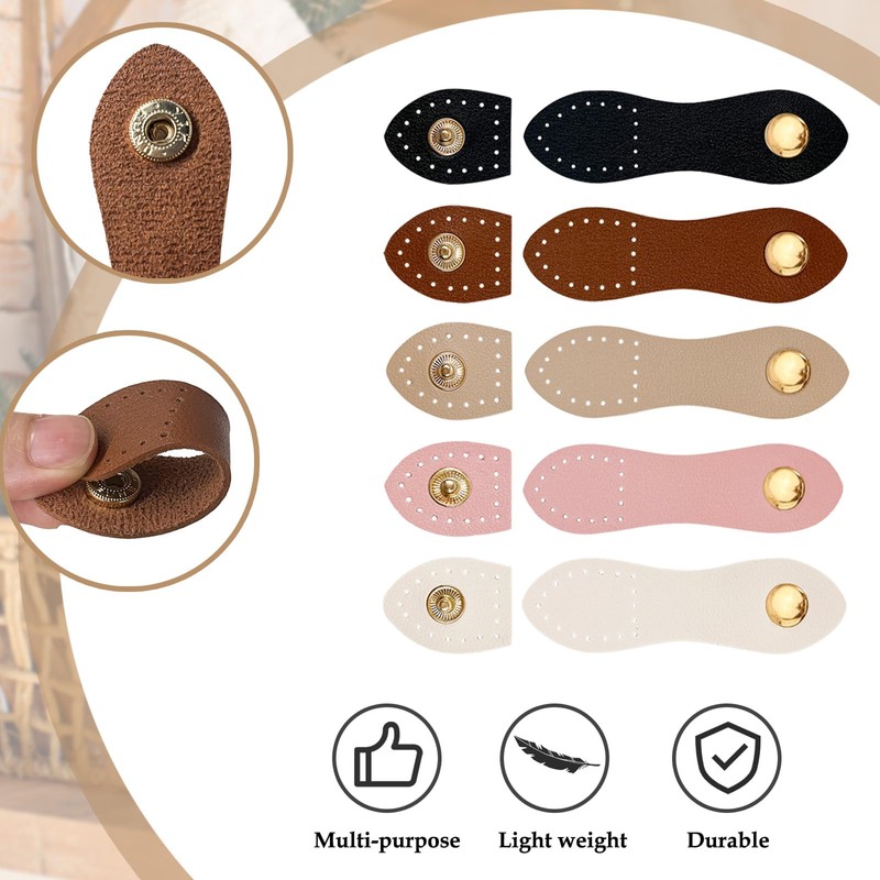 15 PCS Leather Snap Buckles Button Closures Sew On Leather