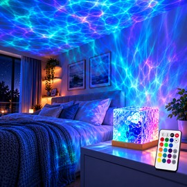 16-Color Ocean Wave Projector for Bedroom – Rechargeable Remote-Control Ambient Night Light for Relaxing Room Décor