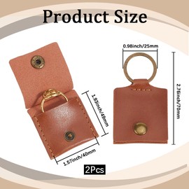 GORGECRAFT 1 Box 2Pcs Leather Ring Pouch PU Leather Keychain Ring Holder Travel Case Small Portable Workout Gym Jewelry Pouch for Wedding Engagement Ring and Necklaces Storage Women Men Gift Brown