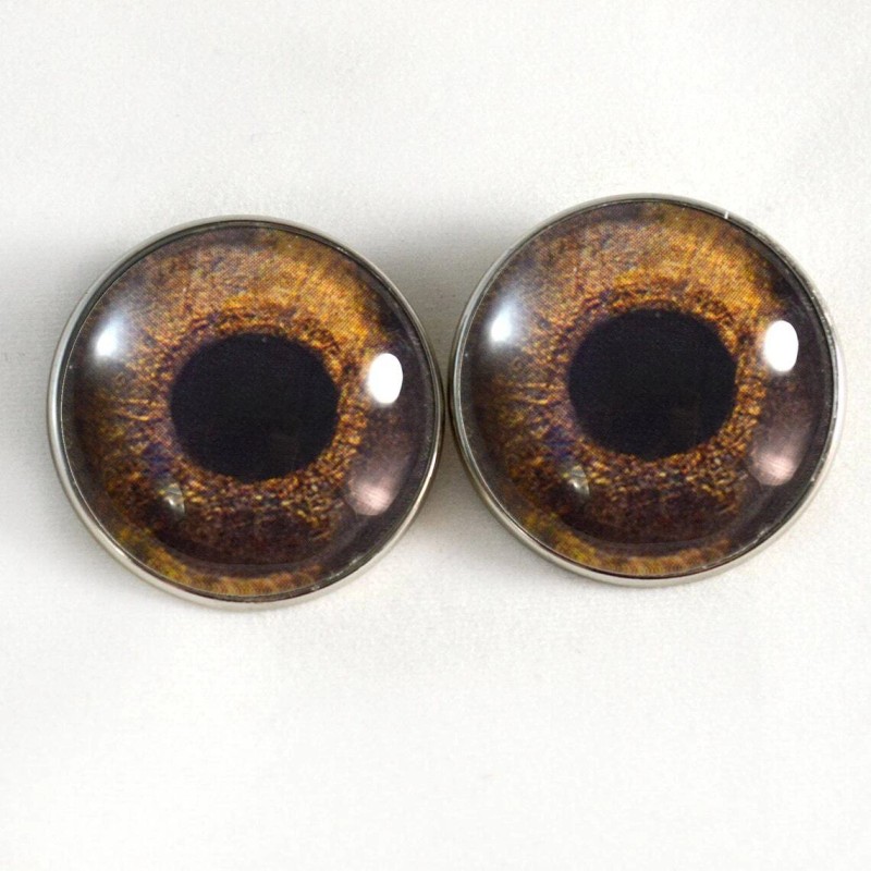Handmade Pair Redtail Hawk Inspired Half Sphere Sew-On Glass Eyes