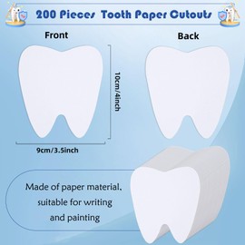 MixTeach 200 Pcs Tooth Cutouts 4 Inch Paper White Teeth Shapes Die Cut Double Sided Paper Blank Tooth Classroom Decoration for Bulletin Board DIY Kids School Craft Projects Party Wall Decoration