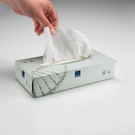 Abena Facial Tissue Box | 2 Ply Facial Tissues | 100 Tissues | Soft Tissues for Everyday Use | Plastic Free Tissue Paper Box | Free from Fragrance | 20 x 19.5cm | Large Tissues