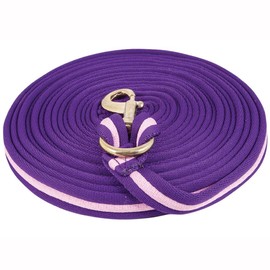 Dura-Tech Cushion Lunge Line for Horses | Stable Use & Horse Training | Horse Lunge Line with Snap | Durable Horse Lead Rope | 30 Foot Length | Replaceable Brass Snap | Color Pink/Purple