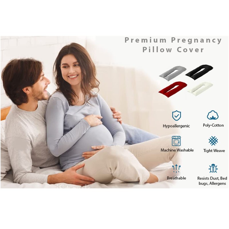 Red 12FT U Shape Pillow Cover Case Only- Pregnancy, Nursing