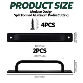Sliding Barn Door Handles Matte Black, 7''/18 CM Alloy Sliding Door Handle Replacement Rustic Pulls with Screw Hole Plate for Cabinet Gate Closet (Black)