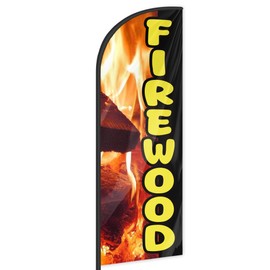 Firewood Feather Flag for Business Advertising 6 FT Swooper Flag for Storefronts Retailers Shops Food Trucks Events and Fairs (Flag Only)
