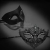 Couple's Masquerade Masks | Luxury Masquerade Masks Black/Black