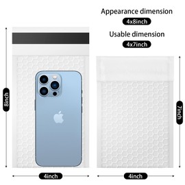 skardeco 4x8 Inch White Bubble Mailers 40 Pack Self-Seal Poly Padded Envelopes Suitable for Small Businesses to Package and Mail Jewelry Cosmetics, Electronic Products, Cards (White, 4 x 8-40)