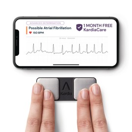 KardiaMobile 1-Lead Personal ECG Heart Rate Monitor + 1 Month Free of KardiaCare - Record ECGs at Home, Detects Atrial Fibrillation, Trusted by The NHS, Fast Results, Works with Most Smartphones