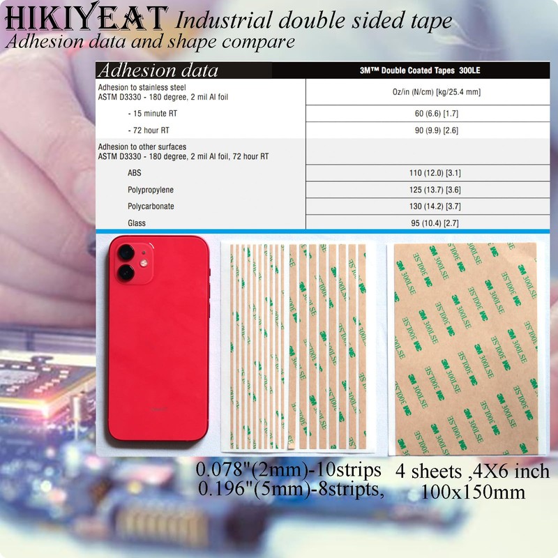 HIKIYEAT Double Sided Tape,Clear Adhesive Tape,Heavy Duty Thin Transfer Tape,Sticky,Waterproof,5