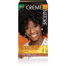 Creme of Nature - Tinte líquido rico en humedad para el cabello, negro azabache C10, con acondicionador de manteca de karité, 1 aplicación