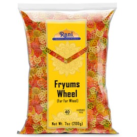 Rani Far Far/Fryums (Wheat & Tapioca Pellet) Wheel Shape 7oz (200g) ~ Vegan, Kosher, Uncooked, Used to Make Papad, Bhungra/Chip Snack