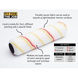 Fit For The Job 3 piece 7 inch Paint Roller Set for DIY Painting with Emulsion Paints on Walls & Ceilings - Medium Pile Roller Sleeve for Painting Smooth & Semi Smooth Surfaces, with Frame & Tray, 7"