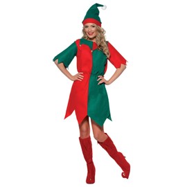 Smiffys Elf Costume Hat & Tunic, Fancy Dress, Adult Dress Up Costumes