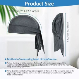 Unbranded Cycling Bandana Cap Quick Dry Do Rag Skull Caps Adjustable Pirate Headwear Gray