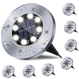 Rayolon Solar Ground Light, Waterproof Solar Garden Lights, Upgraded Outdoor Garden Waterproof Bright in-Ground Light, Landscape Lights for Pathway,Yard,Deck,Lawn,Patio,Walkway (8 Pack White Lights)