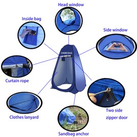 Camping Shower Tent Privacy Tent - Upgrade Shower Bag Pop Up Changing Toilet Portable Sun Shelters Dressing Room Instant Outdoor for Camping Hiking Beach Picnic Fishing with Carrying Bag (Blue)
