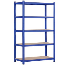 Topeakmart 5-Tier Utility Shelves, Metal Storage Shelves Unit Adjustable Garage Storage Shelves Racks Heavy Duty Shed Shelving- Blue, 35.5 x 16 x 71 Inch