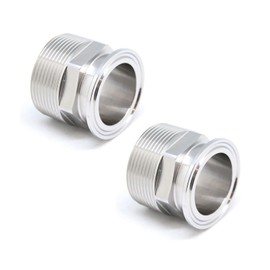QiiMii 1.5" Tri Clamp Adapter to 1.5" MNPT Thread Ferrule Hexagonal Sanitary Pipe Fitting (2 Pack)