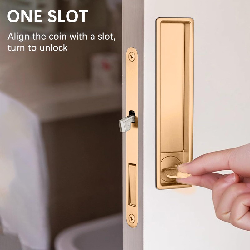 Pocket Door Lock Hardware with Pull, Recessed Handle Latch,Invisible Sliding