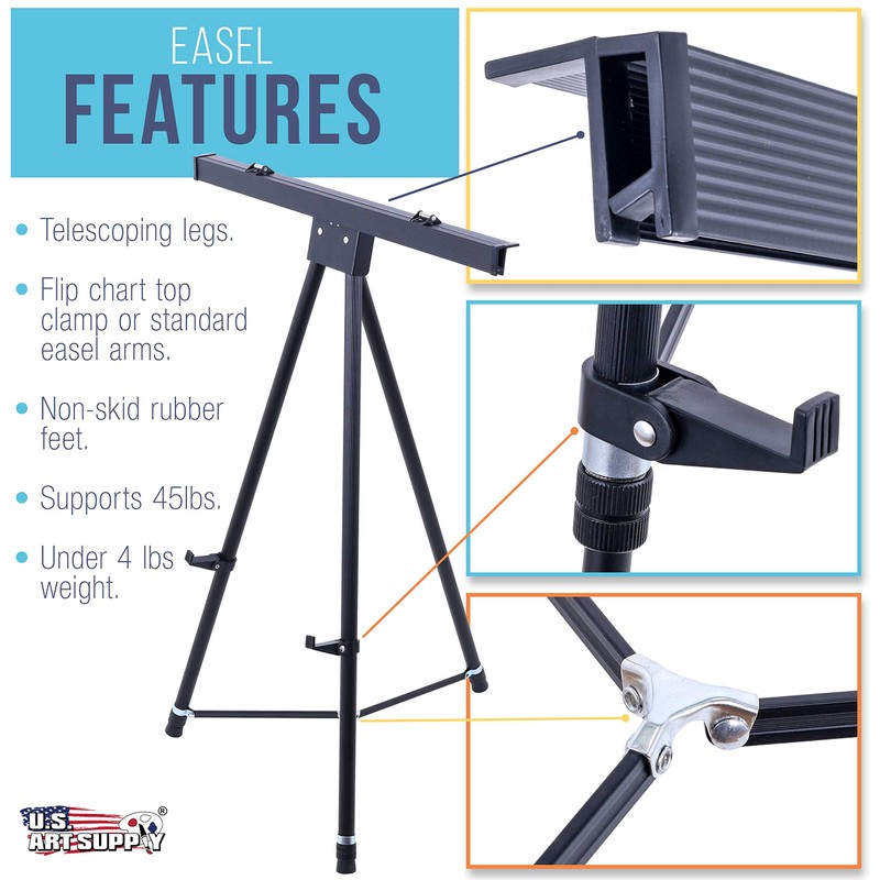 U.S. Art Supply 70" High Boardroom XL Black Aluminum Flip